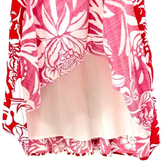 Knox Rose Red White Floral Bird Print Tassel Drawstring Tiered A Line Skirt - Picture 8 of 10